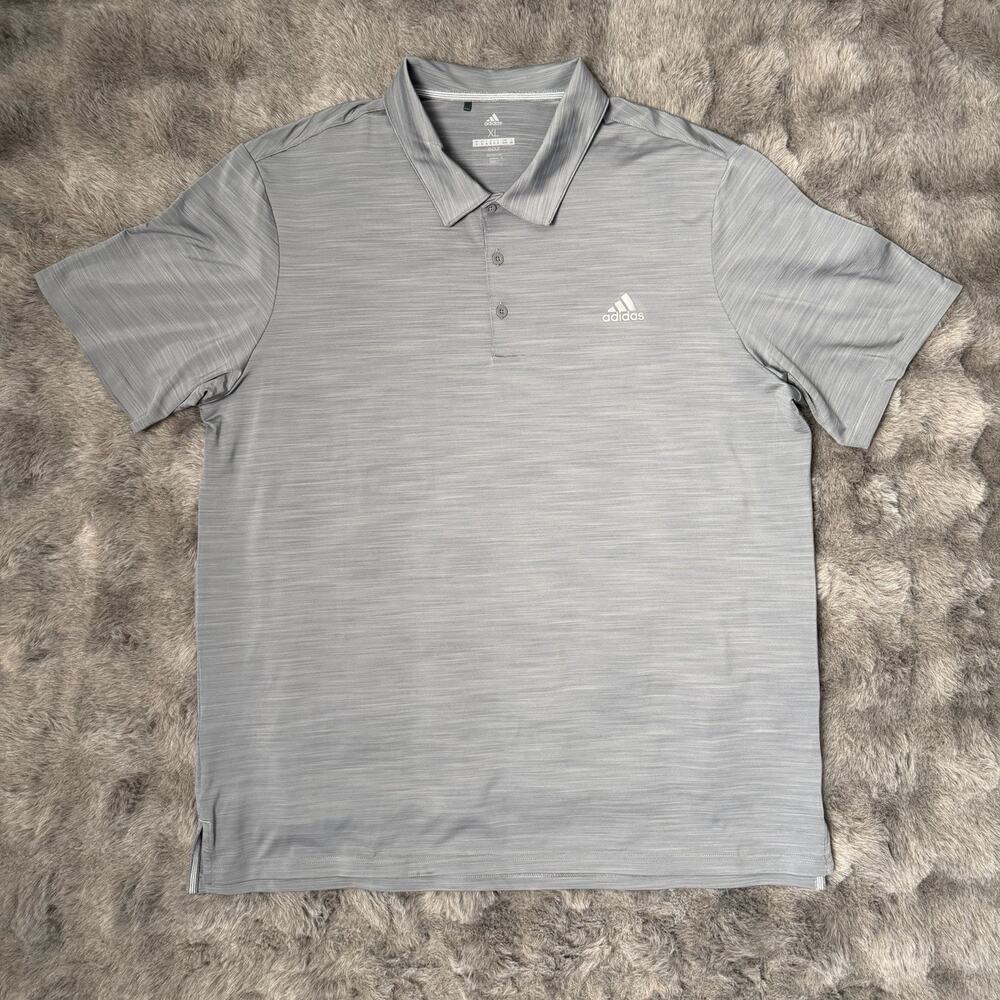 Adidas Golf Mens Size XL Grey Space Dye Performance Short Sleeve Polo Shirt